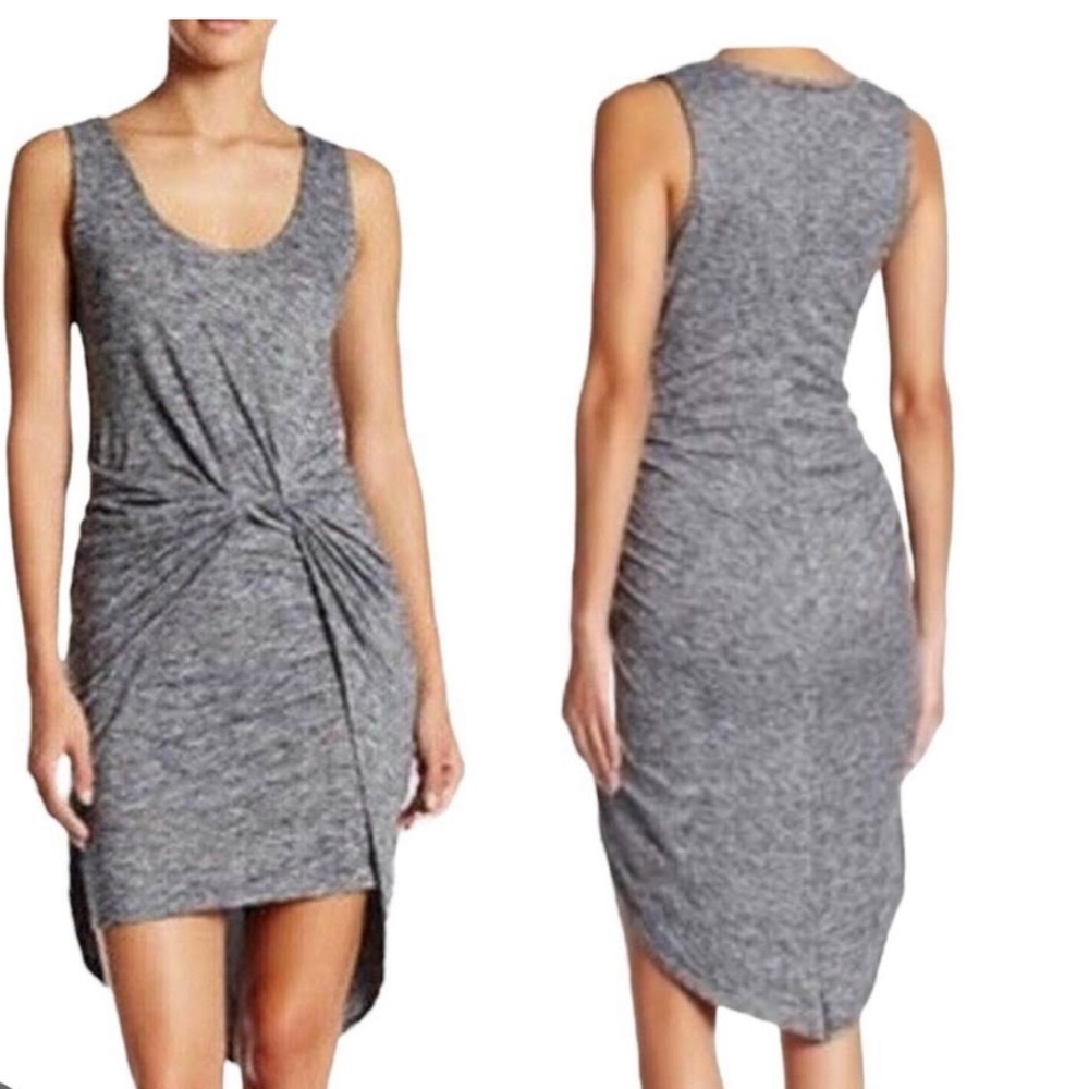 Gray medium the vanity room knot front high low dress
